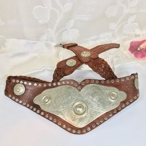 Vintage Genuine Leather & Silver Boho Style-Medium